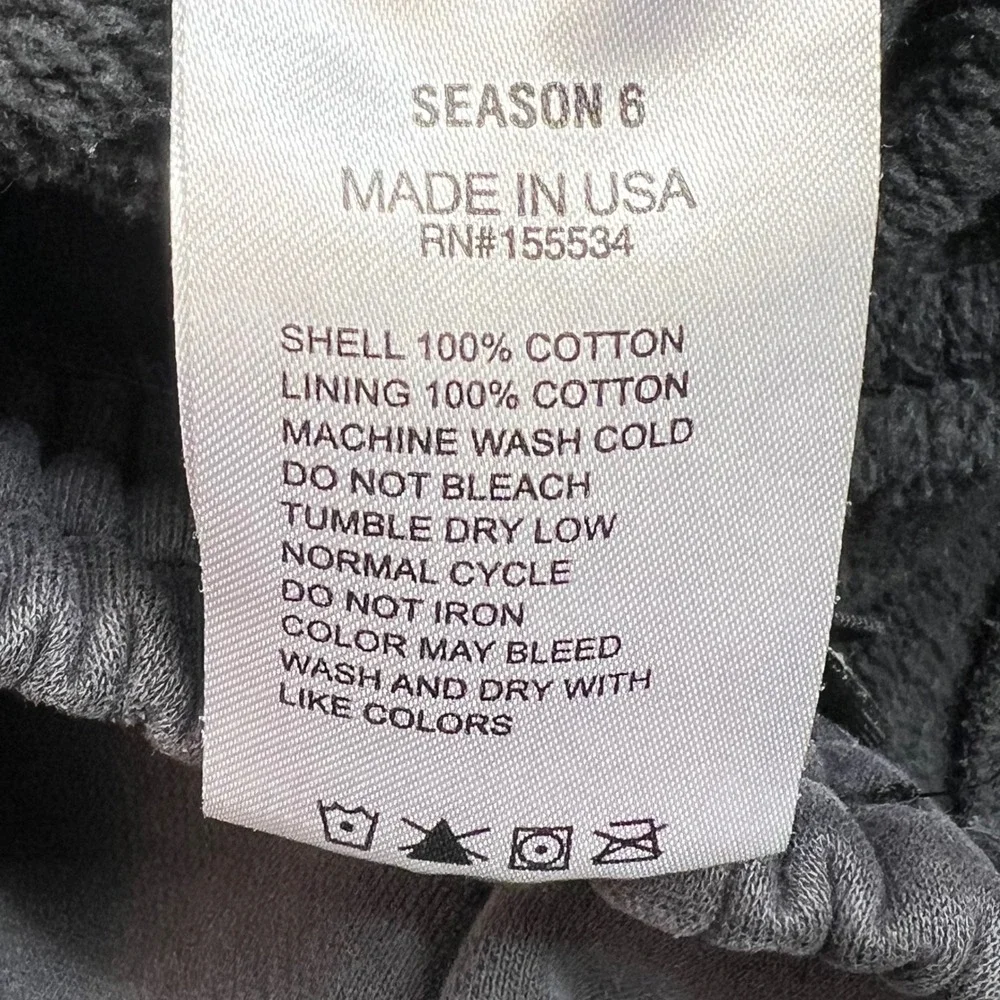 Yeezy Season 6 Sweatpants Mens XL Charcoal Grey Cotton Zip Pocket Joggers USA